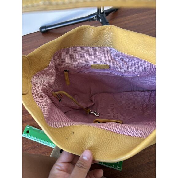 Vintage Y2K DOONEY & BOURKE Pebbled Leather Hobo Yellow Toggle Hook Bag READ PLS - Picture 9 of 15